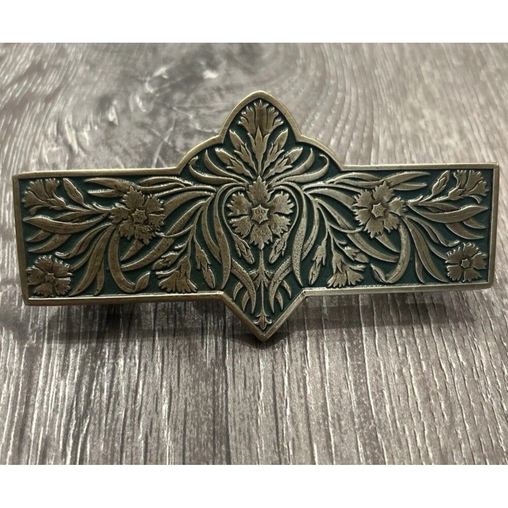 Dianthus Sage Drawer Pulls Antique Brass Green Ornate High End Handmade In USA